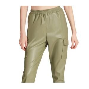Steve‎ Madden Womens Pants Cargo Faux Leather Olive , Size L
